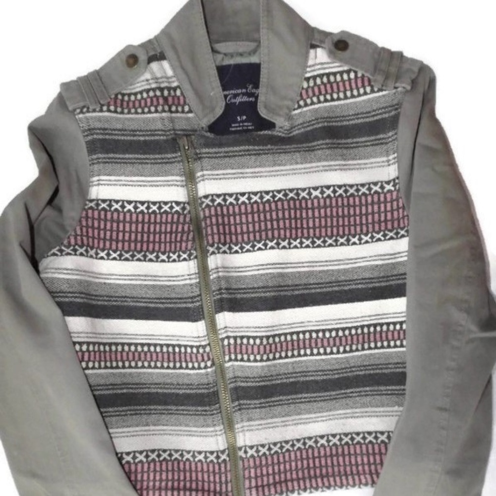 AEO Moto Styled Jacket Multi Color Tan Sz S